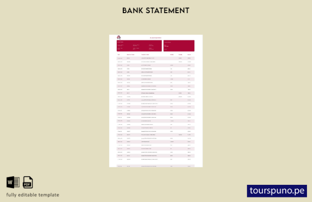 listo para imprimir plantilla de páginas de Word de extracto bancario ALAT de Ni